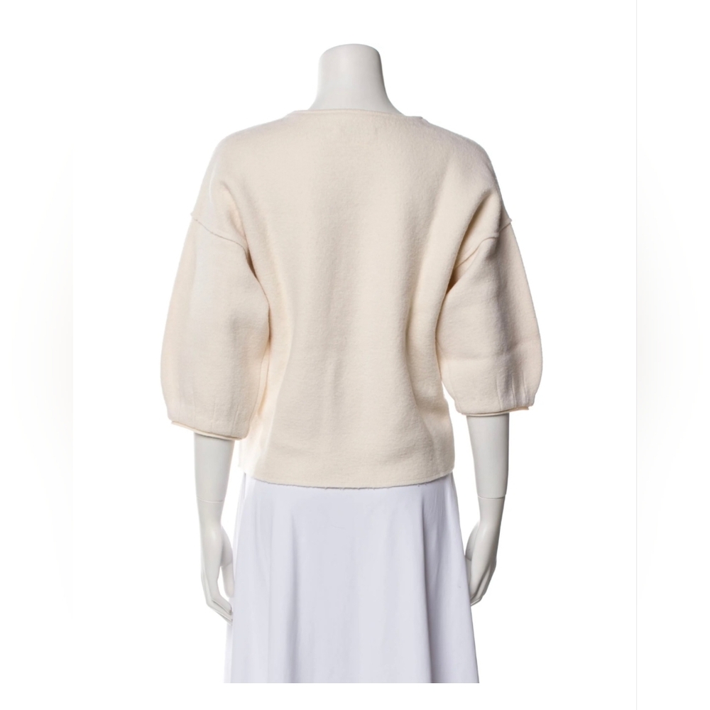 Alice + Olivia Wool Cropped Scooped Neck Three-quarter Sleeve Sweater Size M - Picture 3 of 14